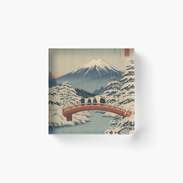 Item preview, Bridge at Fuji | Ukiyo-e Snow Scene designed and sold by Vandy Fullam.