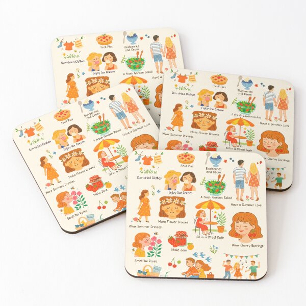 Item preview, Lovely Things to do in Summer-illustrated poster designed and sold by taika tori.