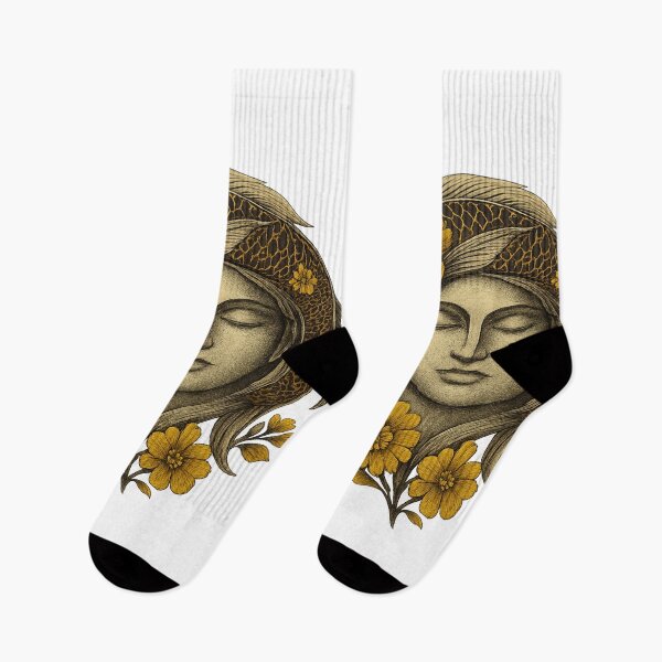 Item preview, Golden Fish Face with Floral Wings designed and sold by MayaMaliStudio.