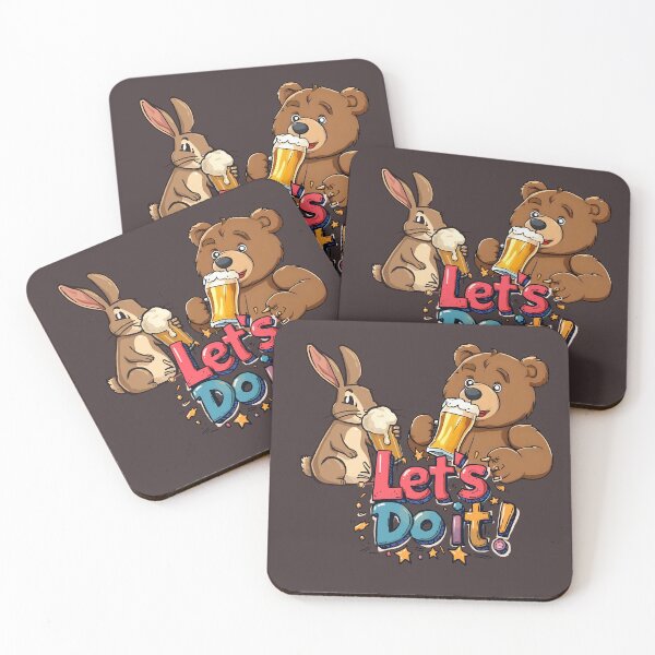 Item preview, Let’s Do It! – Funny Bear and Rabbit Beer Cartoon designed and sold by CARTOON CRAZE.