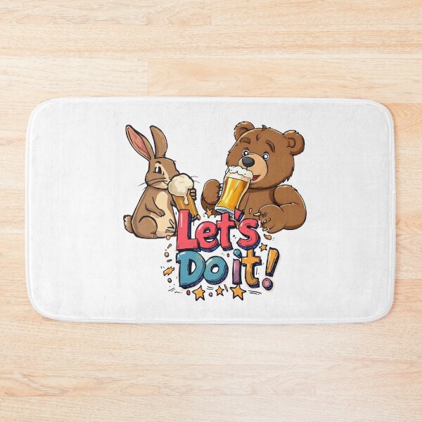 Item preview, Let’s Do It! – Funny Bear and Rabbit Beer Cartoon designed and sold by CARTOON CRAZE.