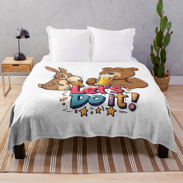 Item preview, Let’s Do It! – Funny Bear and Rabbit Beer Cartoon designed and sold by CARTOON CRAZE.