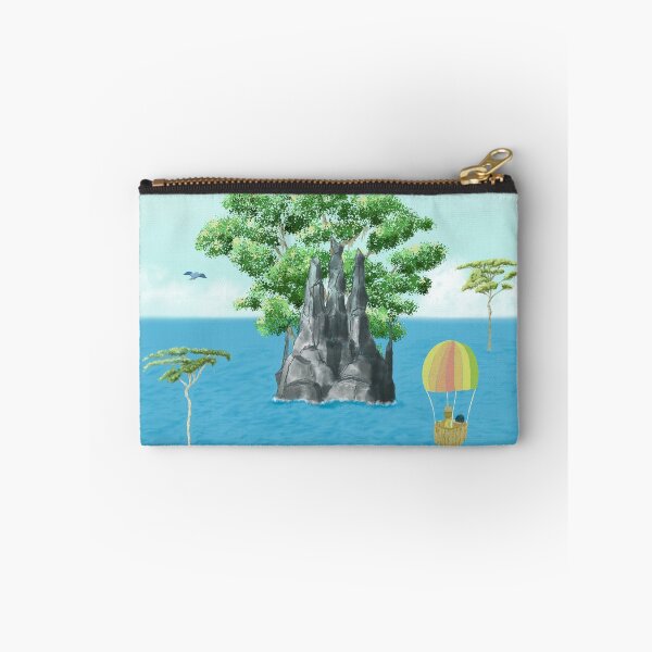 Item preview, Three friends on an adventure towards a black rock and a big tree island designed and sold by greenPQBstudio.