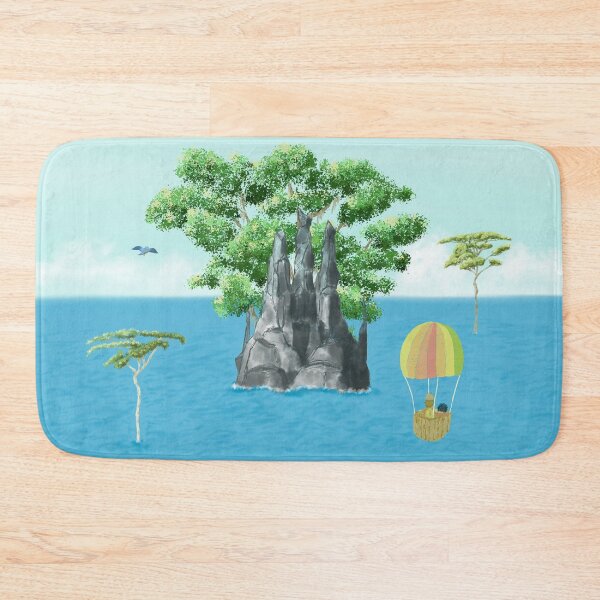 Item preview, Three friends on an adventure towards a black rock and a big tree island designed and sold by greenPQBstudio.
