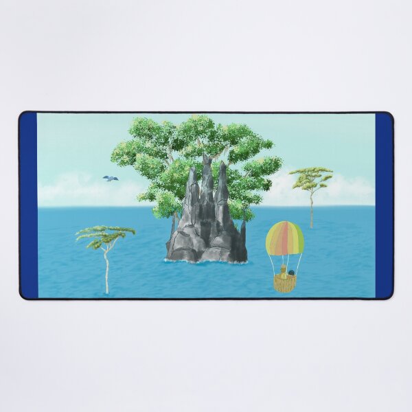 Item preview, Three friends on an adventure towards a black rock and a big tree island designed and sold by greenPQBstudio.