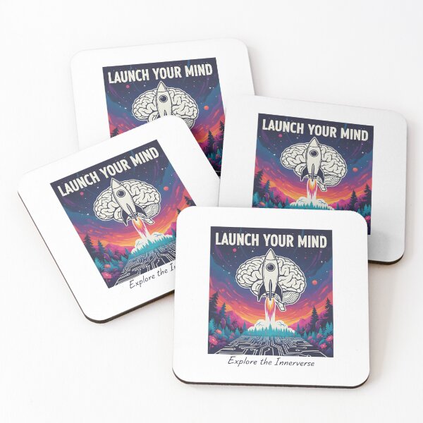 Item preview, Launch Your Mind - Explore the Innervese - Retro Brain Rocket Art designed and sold by RedDelaney.