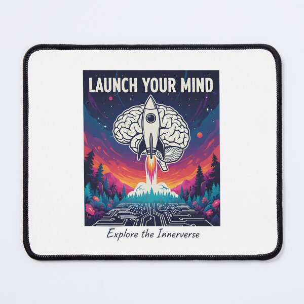 Item preview, Launch Your Mind - Explore the Innervese - Retro Brain Rocket Art designed and sold by RedDelaney.