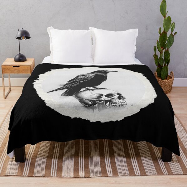 Item preview, Monochrome Raven and Skull designed and sold by ChicTrendz.
