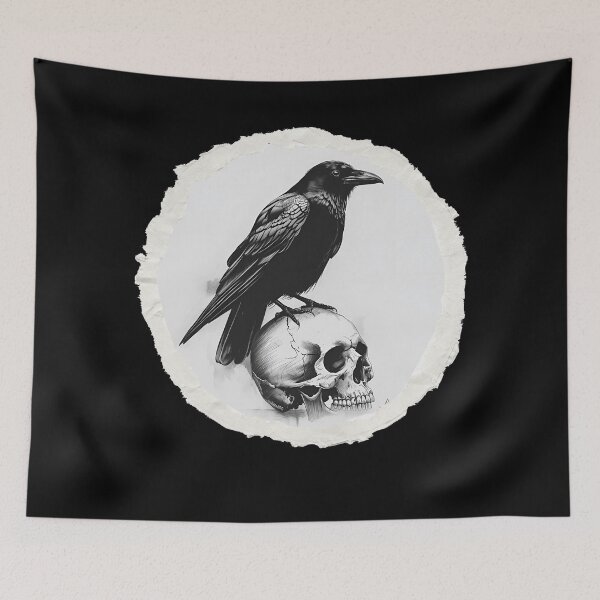 Item preview, Monochrome Raven and Skull designed and sold by ChicTrendz.
