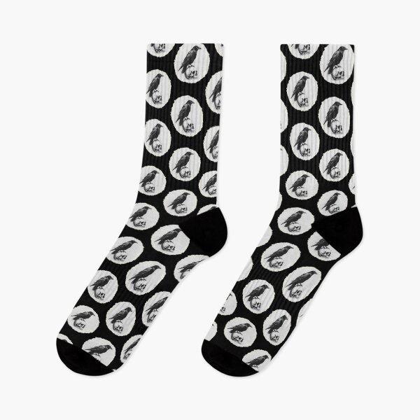 Item preview, Monochrome Raven and Skull designed and sold by ChicTrendz.