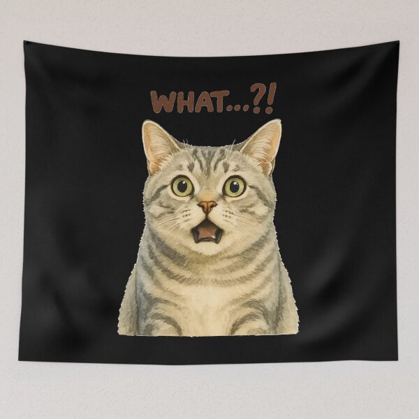 Item preview, Surprised Cat Expression WHAT?! Graphic Design designed and sold by JerdbordinShop.