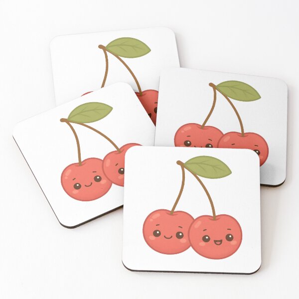 Item preview, Kawaii Cherry Pair | Cute Twin Cherries with Happy Faces designed and sold by stylishdzign.