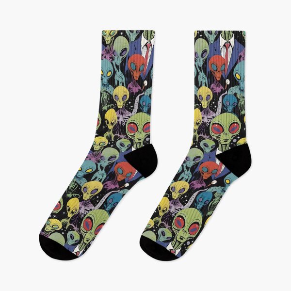 Item preview, "Alien Assembly – Colorful Extraterrestrial Crowd in Space" designed and sold by dreampik.