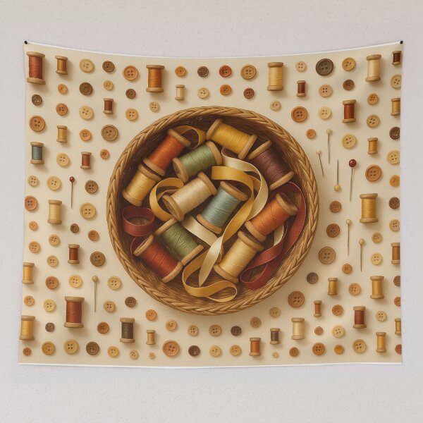 Item preview, Vintage Sewing Supplies with Ribbon Bowl designed and sold by SassyArtistry.