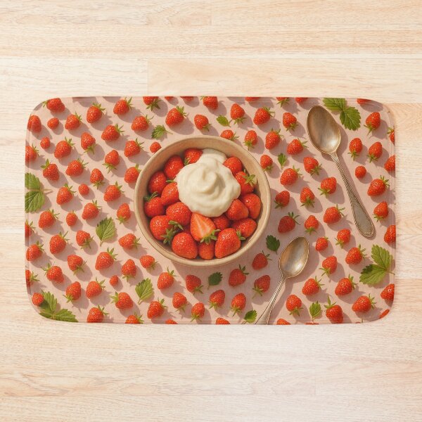 Item preview, Strawberries and Cream Flat Lay designed and sold by SassyArtistry.