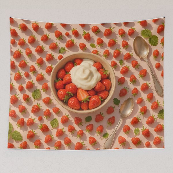 Item preview, Strawberries and Cream Flat Lay designed and sold by SassyArtistry.