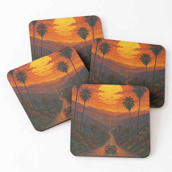 Item preview, Sunset Drive Wall Art – Lone Car into City Lights designed and sold by WittyUnknown.
