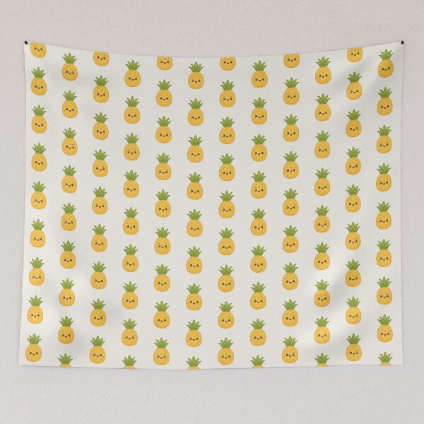 Item preview, Cute Kawaii Pineapple with Happy Face | Adorable Fruit Character designed and sold by stylishdzign.