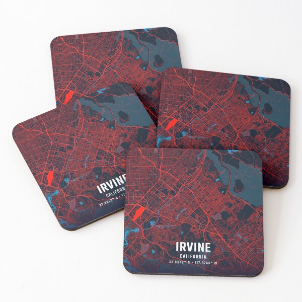Item preview, Irvine Red & Blue Minimalist Map designed and sold by HomeLivingCo.