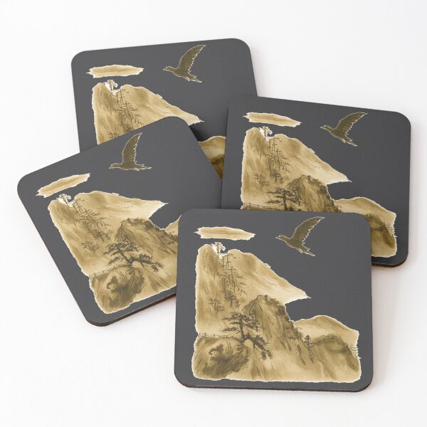 Item preview, Japanese Ink Art Mountain with Bird | Zen Minimal Landscape Painting | Sumi-e Nature Aesthetic Design designed and sold by KDesignCrafts.