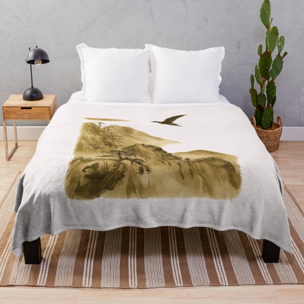 Item preview, Japanese Ink Art Mountain with Bird | Zen Minimal Landscape Painting | Sumi-e Nature Aesthetic Design designed and sold by KDesignCrafts.