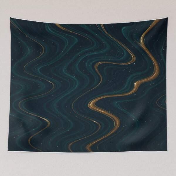 Item preview, Gold and Teal Cosmic Fluid Waves designed and sold by SassyArtistry.