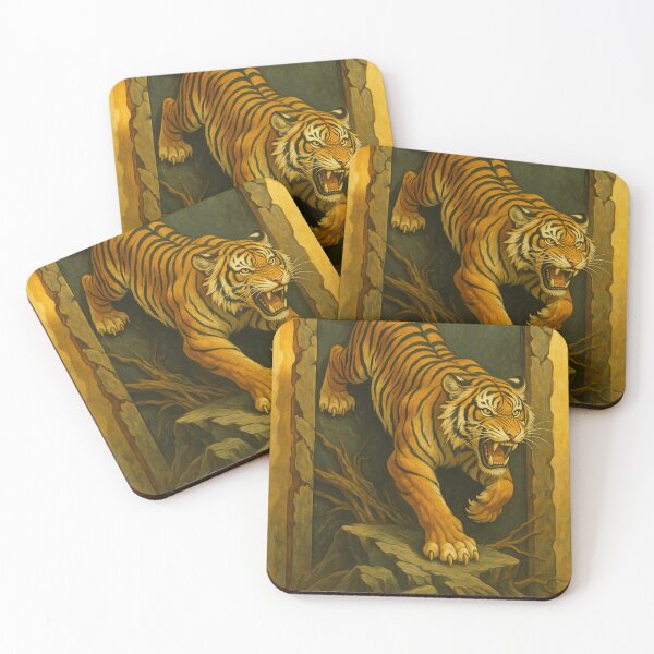 Item preview, Fierce Tiger Wall Art – Realistic 3D Stone Frame Design designed and sold by WittyUnknown.
