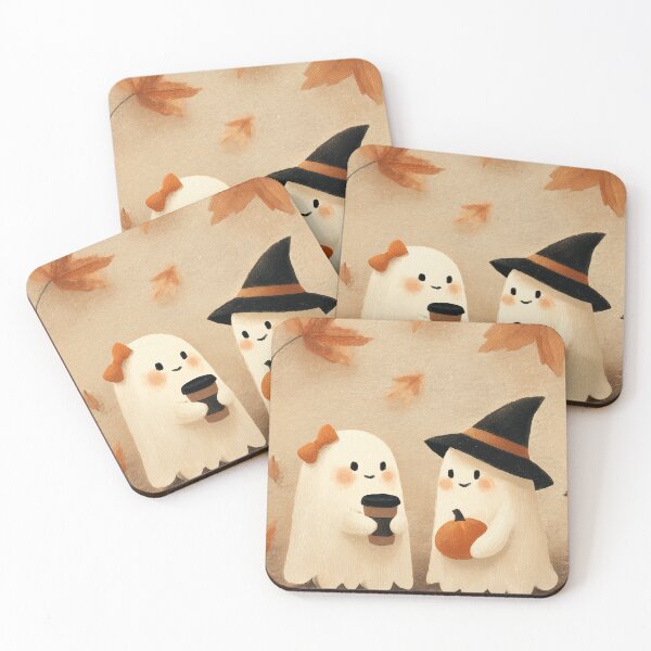 Item preview, Cute Autumn Ghosts - Pumpkin Spice Halloween Illustration designed and sold by Wall Hues.