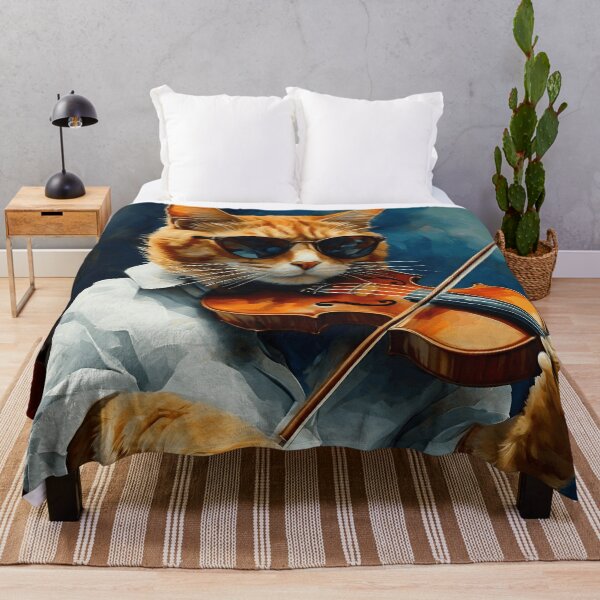 Item preview, Vintage Cat Art: Orange Tomcat Playing Violin | Animal Art | Oil Painting | Cat Art designed and sold by UnhingedBird.