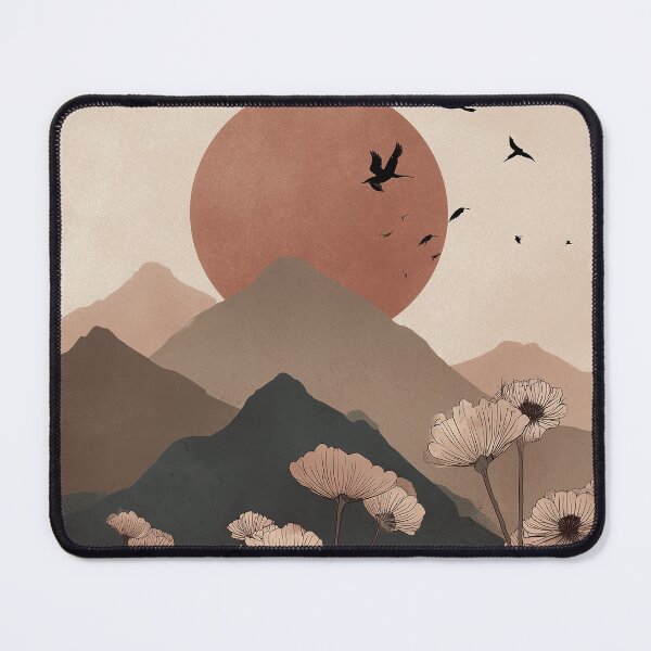 Item preview, Minimalist Mountain Sunset - Cranes & Daisies Landscape designed and sold by Wall Hues.