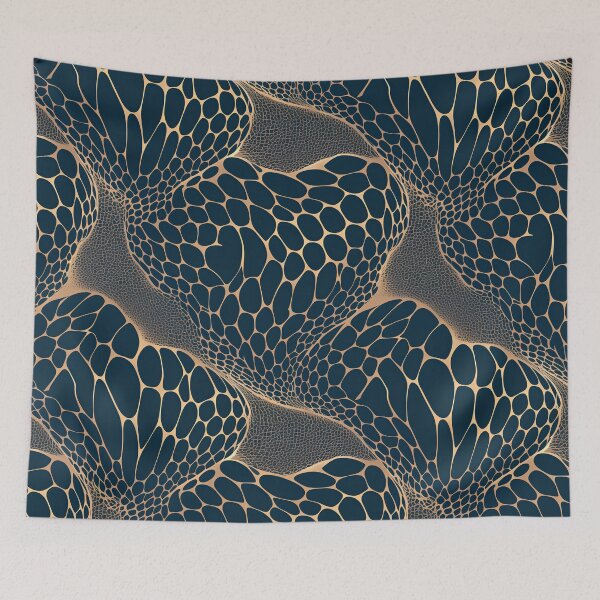 Item preview, Dragonfly Wing Geometric Mesh Pattern – Minimal Metallic Line Art Seamless Design designed and sold by Windy-market.