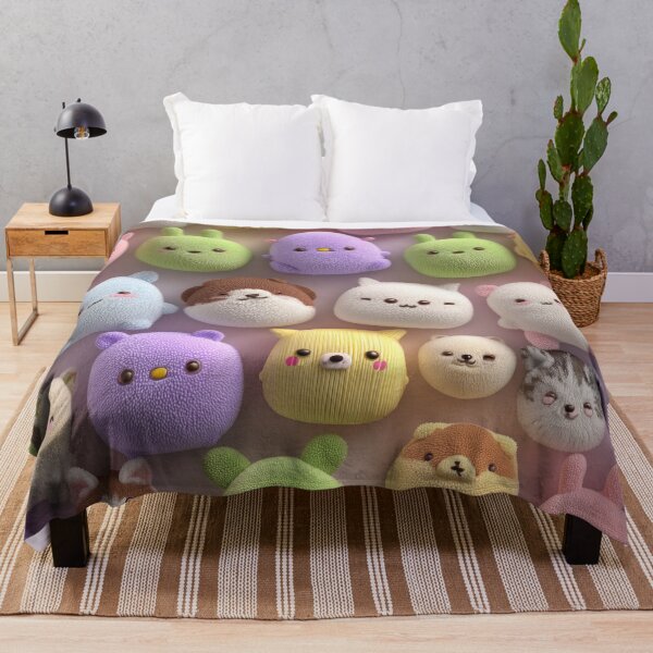 Item preview, Seamless Kawaii Fuzzy Animals Pattern - Cute Plush Texture designed and sold by Wall Hues.