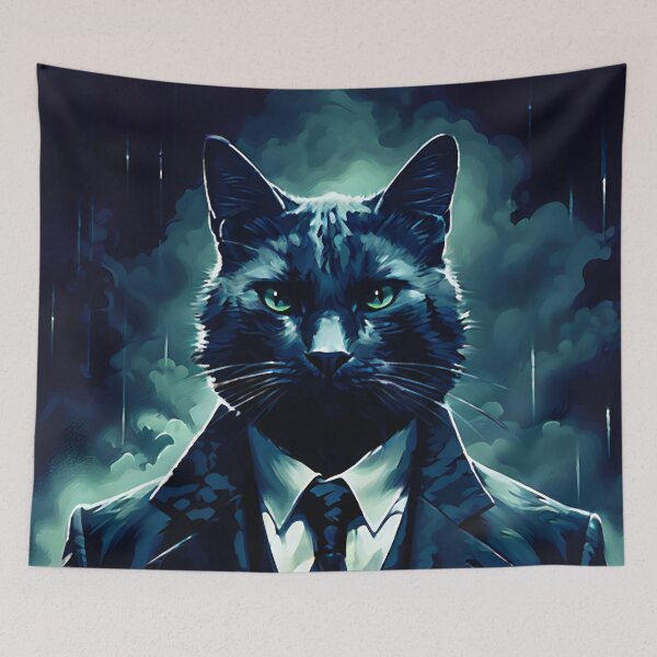 Item preview, Vintage Cat Art: Black Tomcat in a Black Suit Portrait | Animal Art | Cat Art | Noir Art designed and sold by UnhingedBird.