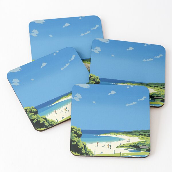 Item preview, Retro Coastal Scene - Tennis Court and Secluded Beach Poster designed and sold by Wall Hues.
