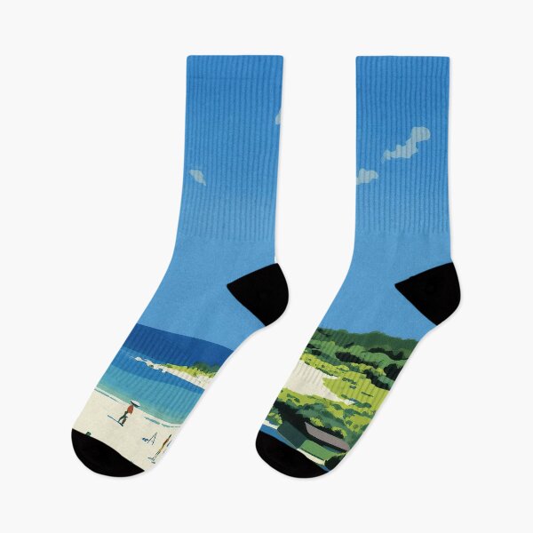Item preview, Retro Coastal Scene - Tennis Court and Secluded Beach Poster designed and sold by Wall Hues.