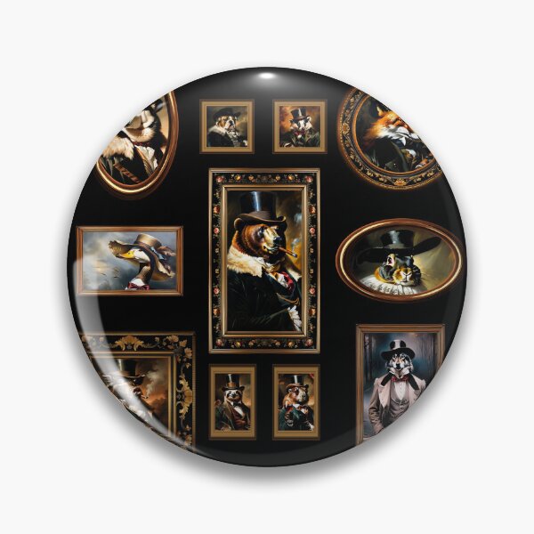 Item preview, Vintage Animal Art: Animal Gentlemen Portrait Pattern | Animal Art | Oil Painting | Animal Portrait | Black Background designed and sold by UnhingedBird.