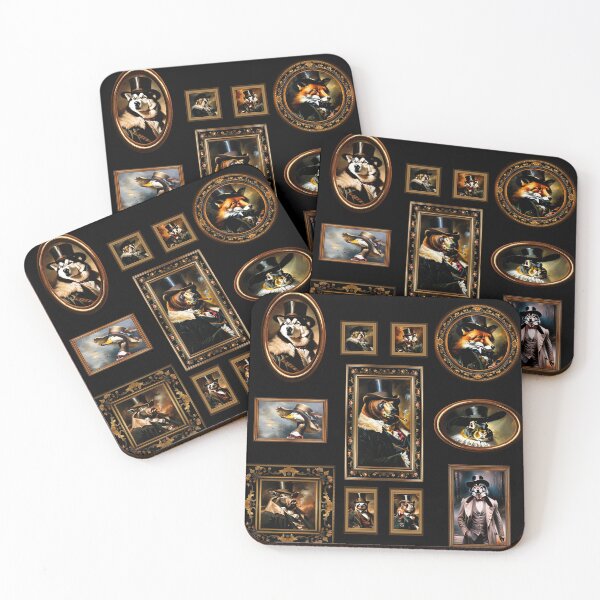Item preview, Vintage Animal Art: Animal Gentlemen Portrait Pattern | Animal Art | Oil Painting | Animal Portrait | Black Background designed and sold by UnhingedBird.