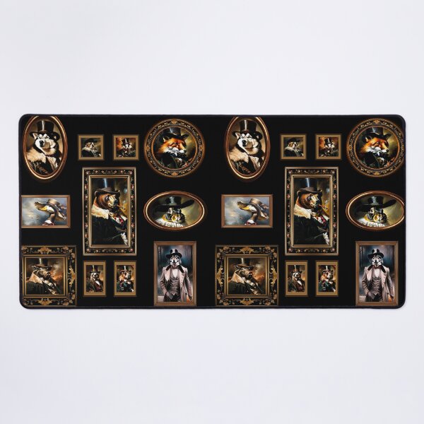 Item preview, Vintage Animal Art: Animal Gentlemen Portrait Pattern | Animal Art | Oil Painting | Animal Portrait | Black Background designed and sold by UnhingedBird.