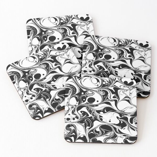 Item preview, Monochrome Fluid Abstract Pattern – Oil and Water Interaction Black and White Seamless Design designed and sold by Windy-market.