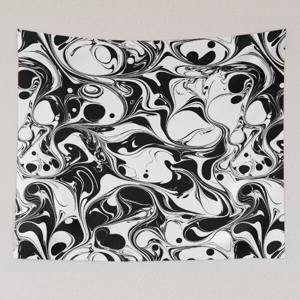 Item preview, Monochrome Fluid Abstract Pattern – Oil and Water Interaction Black and White Seamless Design designed and sold by Windy-market.