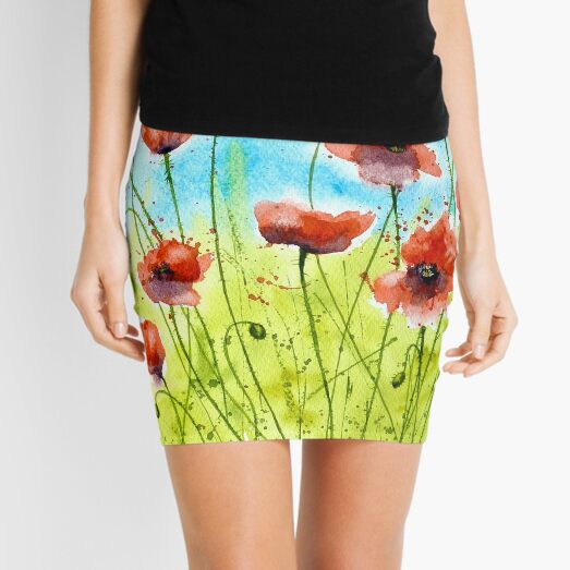 Meadow Poppies Mini Skirt