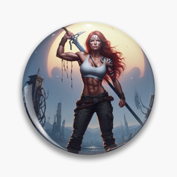 Item preview, The Techno Samurai Warrior woman illustration art designed and sold by Vintage Designs +.