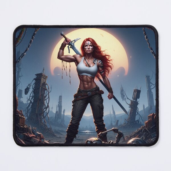 Item preview, The Techno Samurai Warrior woman illustration art designed and sold by Vintage Designs +.