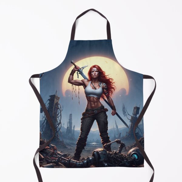 Item preview, The Techno Samurai Warrior woman illustration art designed and sold by Vintage Designs +.