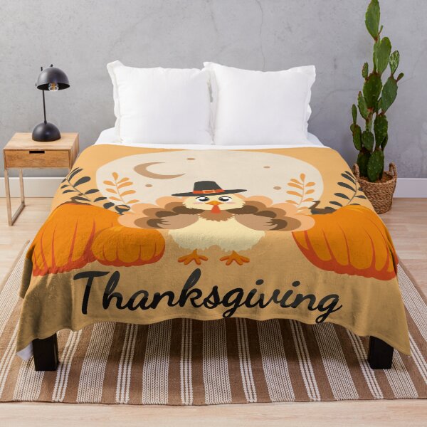Item preview, Thanksgiving Cute Turkey with Orange Pumpkins designed and sold by Art-of-Rory.