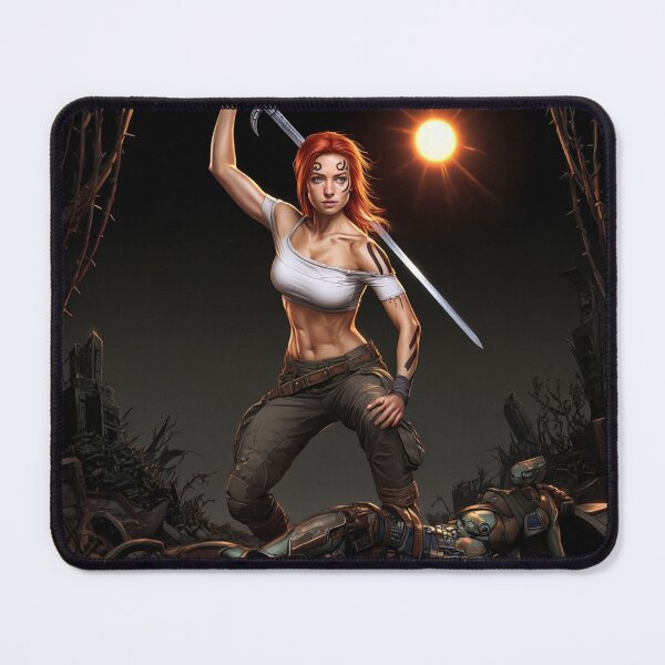 Item preview, The Techno Samurai Warrior woman illustration art designed and sold by Vintage Designs +.
