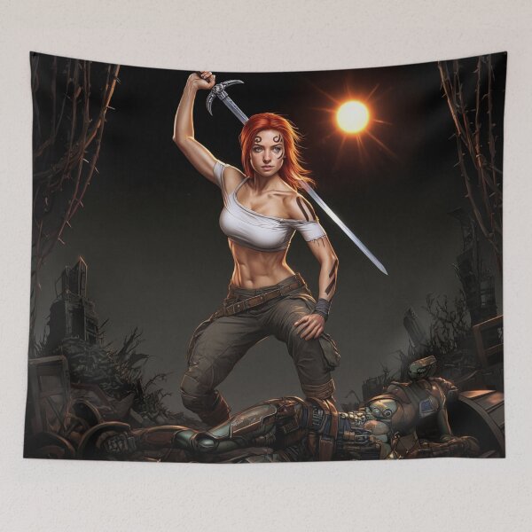 Item preview,  The Techno Samurai Warrior woman illustration art designed and sold by Vintage Designs +.
