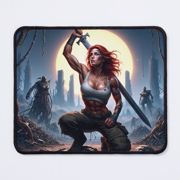 Item preview, The Techno Samurai Warrior woman illustration art designed and sold by Vintage Designs +.