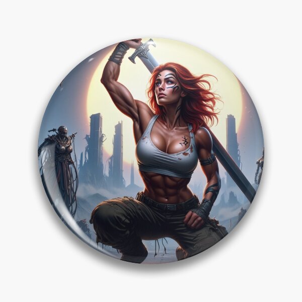 Item preview, The Techno Samurai Warrior woman illustration art designed and sold by Vintage Designs +.