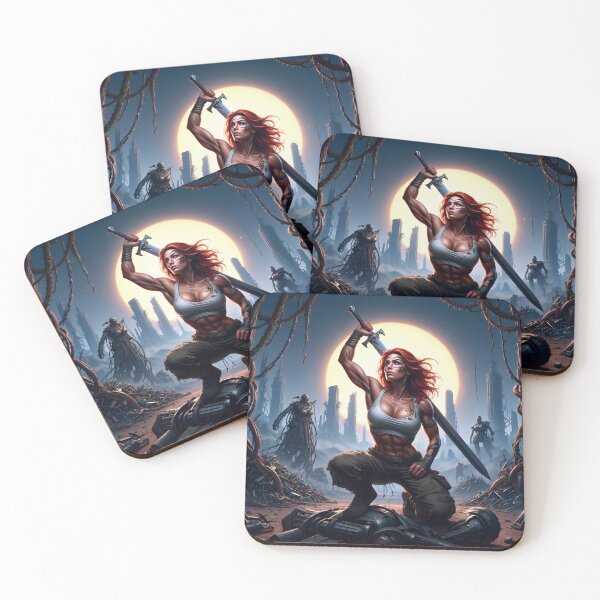 Item preview, The Techno Samurai Warrior woman illustration art designed and sold by Vintage Designs +.